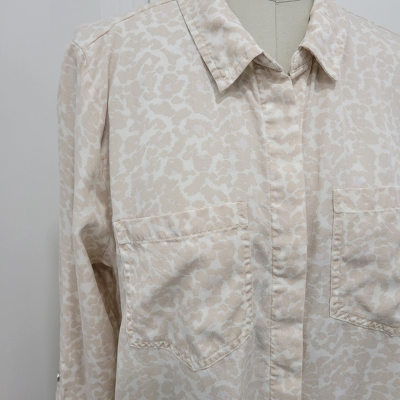 Calvin Klein Women's Leopard Print Pockets Long Sleeve Boyfriend Shirt Size L - Picture 4 of 10